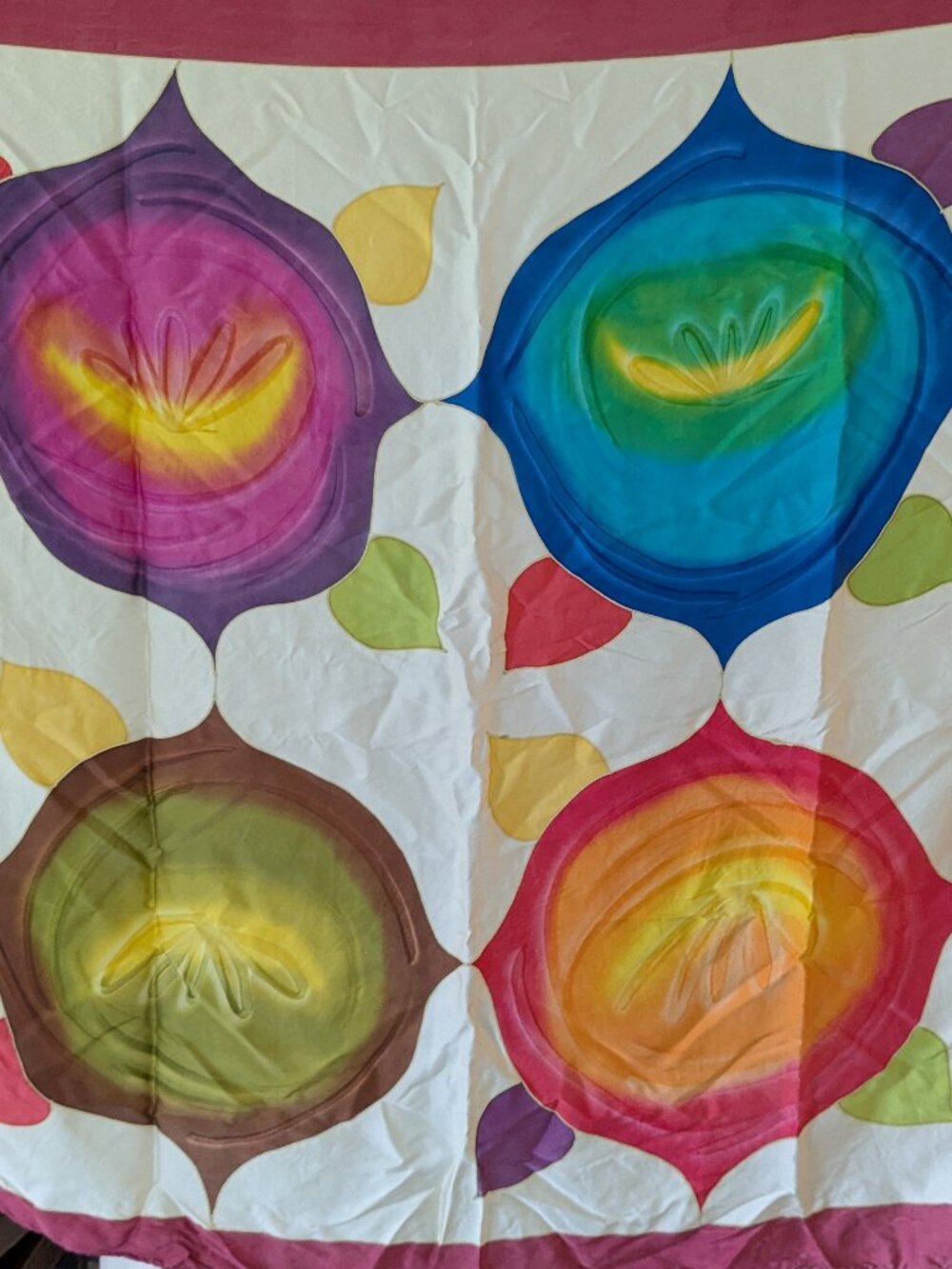 BIG colorful SILK scarf 40x41"